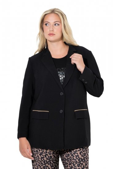 Ulla Popken 845336 Blazer stretch oversize à deux boutons Noir - Blazers - Blazers grande taille pour femme