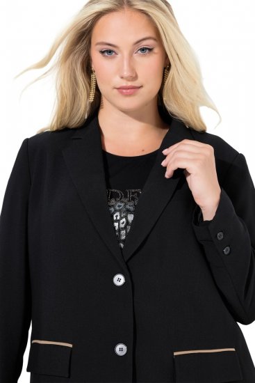 Ulla Popken 845336 Blazer stretch oversize à deux boutons Noir - Blazers - Blazers grande taille pour femme