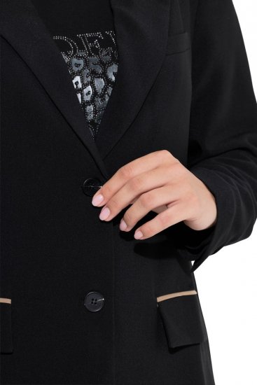 Ulla Popken 845336 Blazer stretch oversize à deux boutons Noir - Blazers - Blazers grande taille pour femme