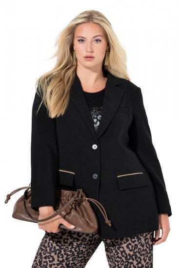 Ulla Popken 845336 Blazer stretch oversize à deux boutons Noir - Blazers - Blazers grande taille pour femme