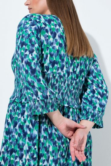 Ulla Popken 845360 Robe mi-longue imprimée Bleu clair - Robes midi - Robes midi grande taille