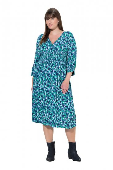 Ulla Popken 845360 Robe mi-longue imprimée Bleu clair - Robes midi - Robes midi grande taille