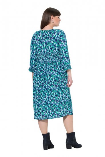 Ulla Popken 845360 Robe mi-longue imprimée Bleu clair - Robes midi - Robes midi grande taille
