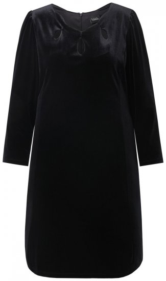 Ulla Popken 845573 Robe en velours à manches longues Noir - Robes de soirée - Robes de soirée grande taille