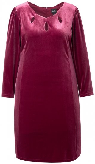 Ulla Popken 845573 Robe en velours à manches longues Bordeaux - Robes de soirée - Robes de soirée grande taille