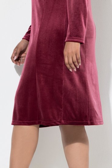 Ulla Popken 845573 Robe en velours à manches longues Bordeaux - Robes de soirée - Robes de soirée grande taille