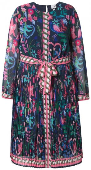 Ulla Popken 845649 Robe en mousseline fleurie Bleu marine - Robes midi - Robes midi grande taille
