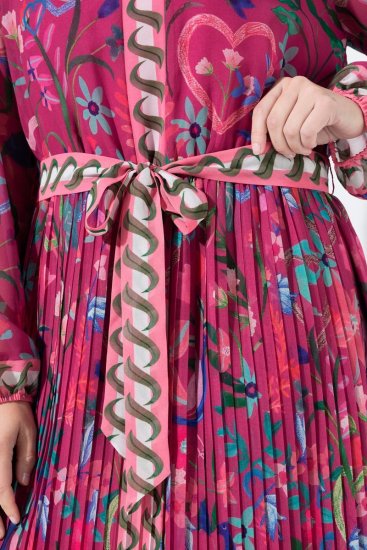 Ulla Popken 845649 Robe mi-longue à manches longues Rouge baie - Robes midi - Robes midi grande taille
