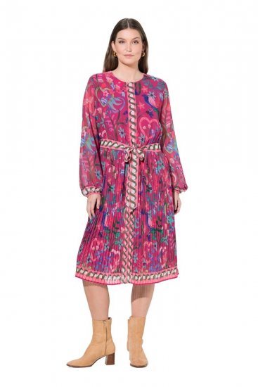 Ulla Popken 845649 Robe mi-longue à manches longues Rouge baie - Robes midi - Robes midi grande taille