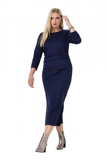 Ulla Popken 845705 Robe en jersey Bleu marine - Robes midi - Robes midi grande taille