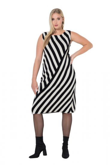 Ulla Popken 845784 Robe en maille rayée Noir - Robes d'été - Robes d'été grande taille