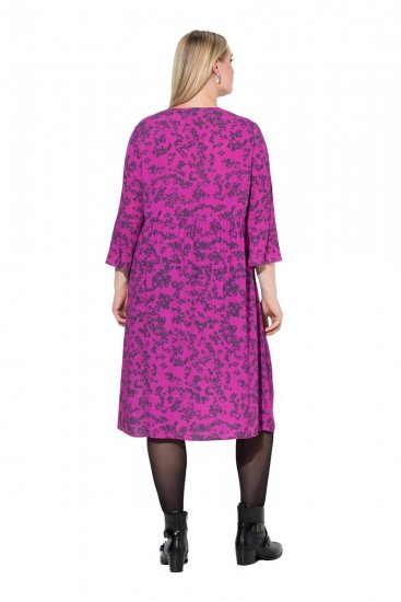 Ulla Popken 845825 Robe mi-longue fleurie à col V Lilas - Robes midi - Robes midi grande taille