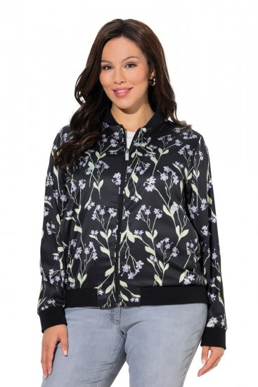 Ulla Popken 845841 Veste fleurie réversible à col teddy Noir - Vestes - Vestes femme grande taille