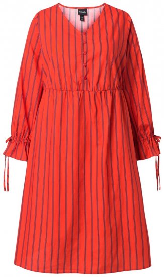 Ulla Popken 845863 Robe mi-longue rayée à ceinture à nouer Corail - Robes midi - Robes midi grande taille