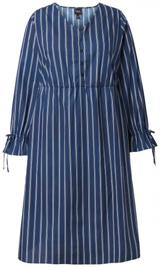 Ulla Popken 845863 Robe rayée à col V Bleu marine - Robes - Robes pour toutes les tailles
