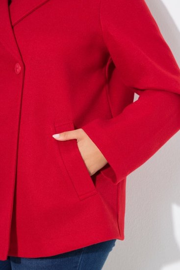 Ulla Popken 846021 Manteau en polaire Rouge - Manteaux - Manteaux femme grande taille