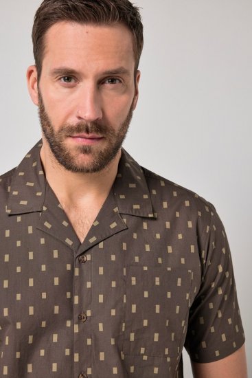 JP1880 Boxy Cuba Short Sleeve Shirt Brown - Chemises - Chemises Grandes Tailles Hommes