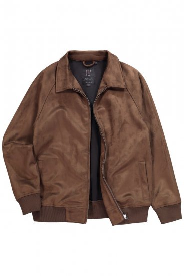 JP1880 846200 Blouson bomber aspect daim Brun foncé - Vestes - Vestes Homme Grandes Tailles