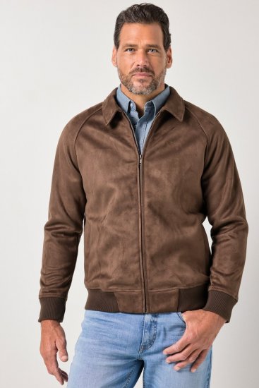 JP1880 846200 Blouson bomber aspect daim Brun foncé - Vestes - Vestes Homme Grandes Tailles