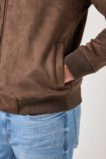 JP1880 846200 Blouson bomber aspect daim Brun foncé - Vestes - Vestes Homme Grandes Tailles
