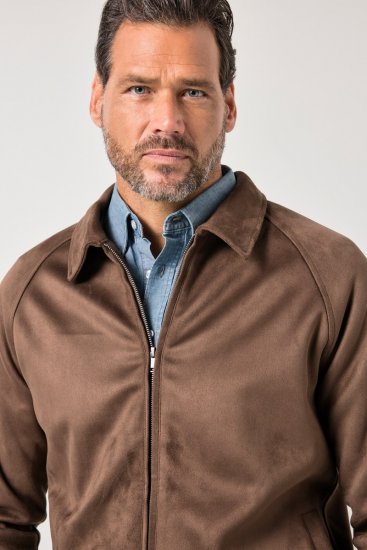 JP1880 846200 Blouson bomber aspect daim Brun foncé - Vestes - Vestes Homme Grandes Tailles