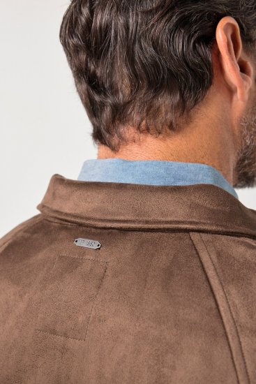 JP1880 846200 Blouson bomber aspect daim Brun foncé - Vestes - Vestes Homme Grandes Tailles