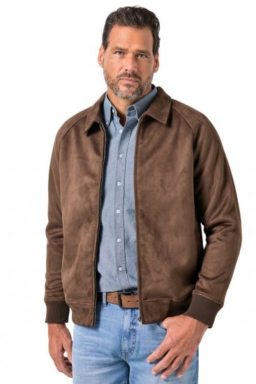 JP1880 846200 Blouson bomber aspect daim Brun foncé - Vestes - Vestes Homme Grandes Tailles