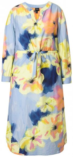 Ulla Popken 846330 Robe longue fleurie Bleu clair - Robes maxi - Robes maxi grande taille