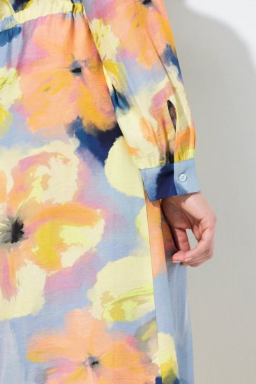 Ulla Popken 846330 Robe longue fleurie Bleu clair - Robes maxi - Robes maxi grande taille