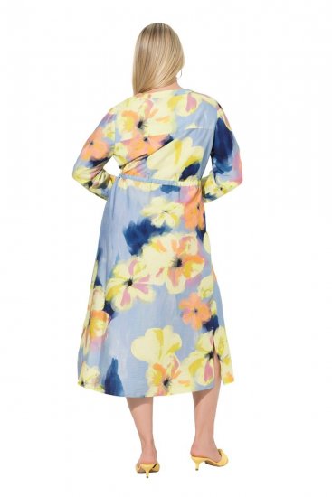 Ulla Popken 846330 Robe longue fleurie Bleu clair - Robes maxi - Robes maxi grande taille