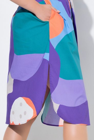 Ulla Popken 846351 Robe chemise imprimée Lilas - Robes midi - Robes midi grande taille