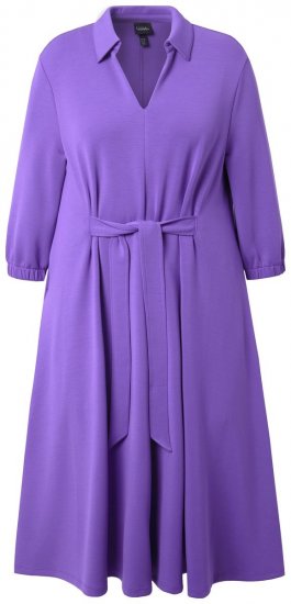 Ulla Popken 846373 Robe sweat trapèze à manches 3/4 Lilas - Robes - Robes pour toutes les tailles