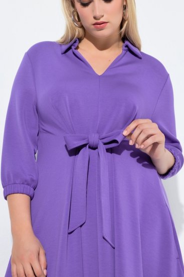 Ulla Popken 846373 Robe sweat trapèze à manches 3/4 Lilas - Robes - Robes pour toutes les tailles