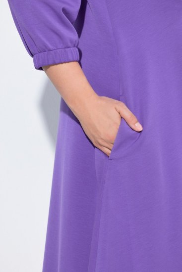 Ulla Popken 846373 Robe sweat trapèze à manches 3/4 Lilas - Robes - Robes pour toutes les tailles