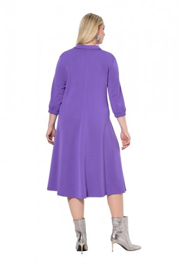 Ulla Popken 846373 Robe sweat trapèze à manches 3/4 Lilas - Robes - Robes pour toutes les tailles