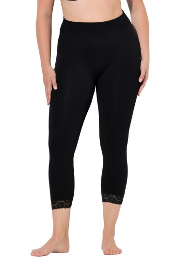 Ulla Popken 846491 Legging collant 3/4 en dentelle Noir - Collants & chaussettes - 