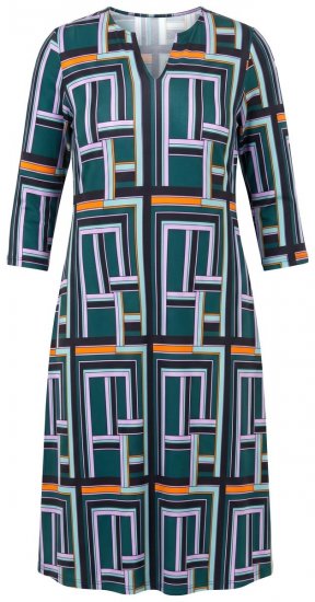 Ulla Popken 846724 Robe imprimée Vert foncé - Robes en jersey - 