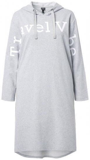Ulla Popken 846886 Robe sweat à capuche Gris chiné - Robes sweat - 
