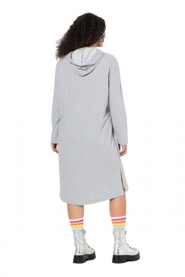 Ulla Popken 846886 Robe sweat à capuche Gris chiné - Robes sweat - 
