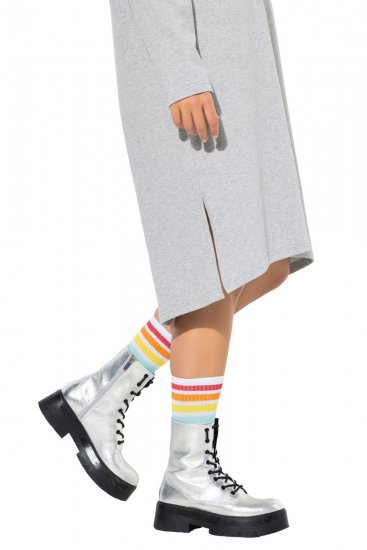 Ulla Popken 846886 Robe sweat à capuche Gris chiné - Robes sweat - 