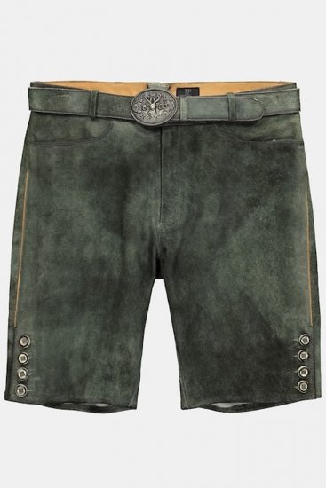 JP1880 846895 Bermuda en cuir de chèvre velours Olive foncé - Shorts - Shorts hommes grande taille