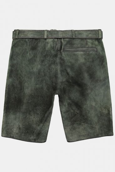 JP1880 846895 Bermuda en cuir de chèvre velours Olive foncé - Shorts - Shorts hommes grande taille