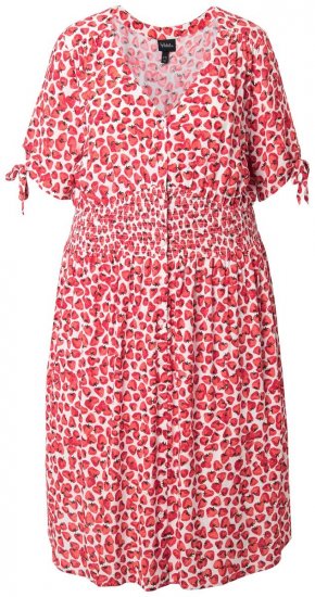 Ulla Popken 846912 Robe mi-longue imprimée Corail - Robes midi - Robes midi grande taille