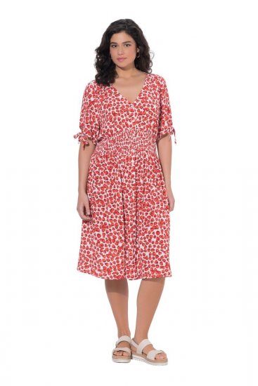Ulla Popken 846912 Robe mi-longue imprimée Corail - Robes midi - Robes midi grande taille
