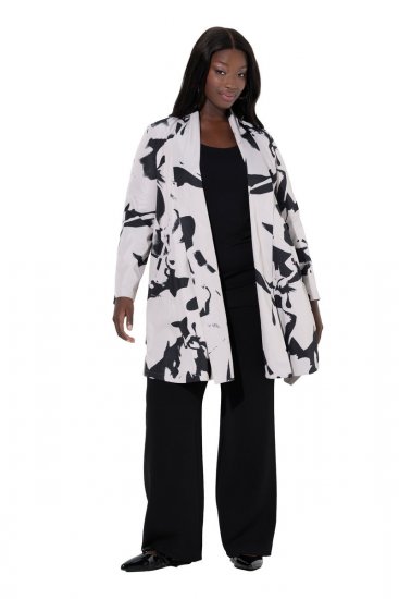 Ulla Popken 846923 Blazer imprimé à col châle Taupe - Blazers - Blazers grande taille pour femme