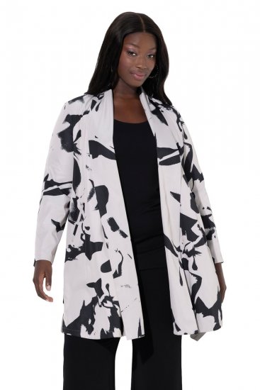 Ulla Popken 846923 Blazer imprimé à col châle Taupe - Blazers - Blazers grande taille pour femme