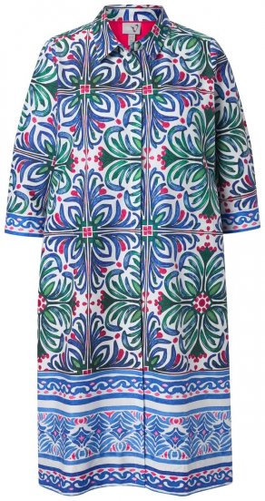 Ulla Popken 846952 Robe chemise fleurie Blanc - Robes midi - Robes midi grande taille