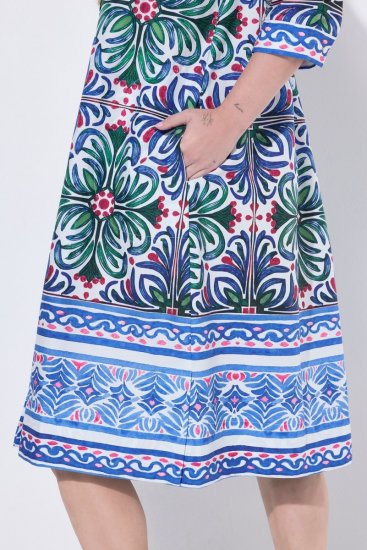 Ulla Popken 846952 Robe chemise fleurie Blanc - Robes midi - Robes midi grande taille