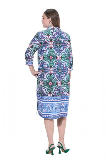 Ulla Popken 846952 Robe chemise fleurie Blanc - Robes midi - Robes midi grande taille
