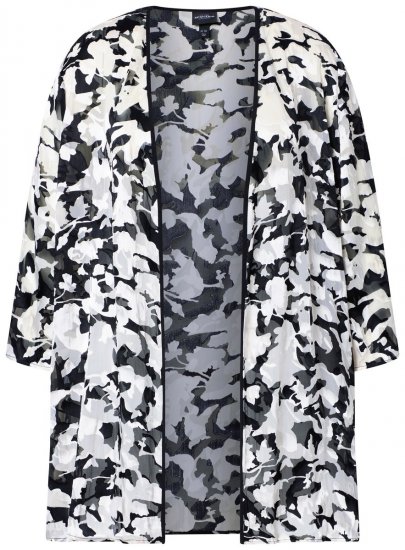Ulla Popken 847060 Veste ouverte en mousseline dévorée Noir - Vestes - Vestes femme grande taille